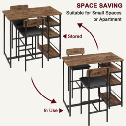 Retro Color 3-Piece Bar Table Set, With 2 Counter Height Bar Stools - thumbnail 4