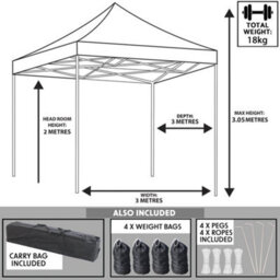 Loops Durable 3X3M Grey Pop-Up Gazebo With Waterproof Side Walls For Outdoor Events - thumbnail 7