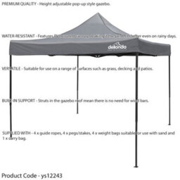 Loops Durable 3X3M Grey Pop-Up Gazebo With Waterproof Side Walls For Outdoor Events - thumbnail 3