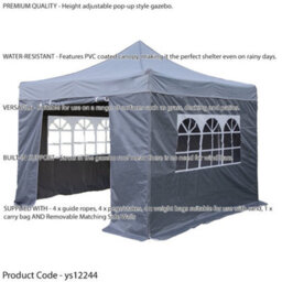 Loops Durable 3X3M Grey Pop-Up Gazebo With Waterproof Side Walls For Outdoor Events - thumbnail 2