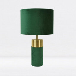 First Choice Lighting Set Of 2 Green Velour Velvet Table Lamps - thumbnail 2