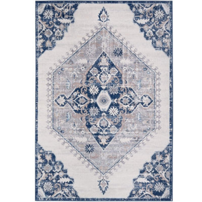 The Rugs Montana Navy Cream Oriental Area Rug And Runner Soft Durable Pet Friendly Easy To Clean Living Room Bedroom 4020 - image 1