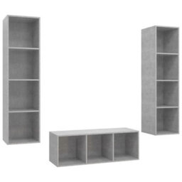 Berkfield 3 Piece Tv Cabinet Set Concrete Grey Engineered Wood - thumbnail 2