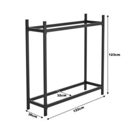 Living And Home 4 X 4 Ft Rectangular Metal Black Powder Coated Fireplace Log Storage Firewood Logs Holder 10Kg - thumbnail 8