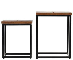 Buttercup Farm Parquet Nest Of 2 Tables - Mango Wood/iron - L40 X W45 X H52 Cm - Pp Finish - thumbnail 2