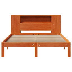 Berkfield Bookcase Bed Without Mattress Wax Brown 140X190Cm Solid Wood Pine - thumbnail 4