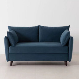 Swyft Model 08 Blue Velvet Double Sofa Bed With Fibre Cushions, Solid Beech Legs, Removable Cushions, Converts To Double Bed - thumbnail 7
