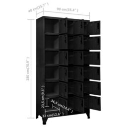 Vidaxl Locker Cabinet Black 90X40X180 Cm Steel - thumbnail 8