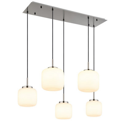 Luminosa Lighting Luminosa Kladora Cluster Pendant Ceiling Light Nickel Matt Opal Glass Shade 5X E27 - image 1