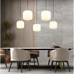 Luminosa Lighting Luminosa Kladora Cluster Pendant Ceiling Light Nickel Matt Opal Glass Shade 5X E27 - thumbnail 5