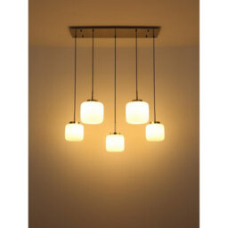 Luminosa Lighting Luminosa Kladora Cluster Pendant Ceiling Light Nickel Matt Opal Glass Shade 5X E27 - thumbnail 4