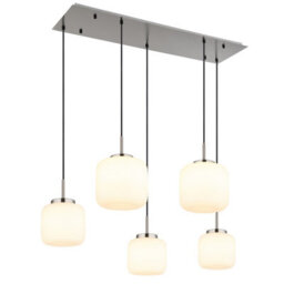 Luminosa Lighting Luminosa Kladora Cluster Pendant Ceiling Light Nickel Matt Opal Glass Shade 5X E27 - thumbnail 1