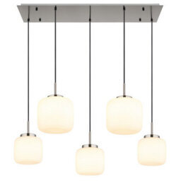 Luminosa Lighting Luminosa Kladora Cluster Pendant Ceiling Light Nickel Matt Opal Glass Shade 5X E27 - thumbnail 3