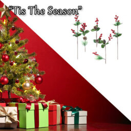 Christmas Cone Berry Pick Decoration Varied Design 58Cm Red, Green X 1 Pick - thumbnail 6
