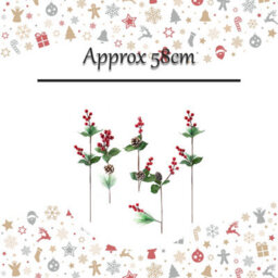 Christmas Cone Berry Pick Decoration Varied Design 58Cm Red, Green X 1 Pick - thumbnail 2