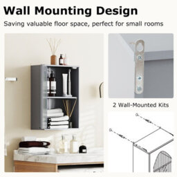 Gainoom Bathroom Wall Cabinet Medicine Cabinet With Tempered Glass Door & Adjustable Shelf - thumbnail 7