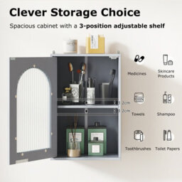 Gainoom Bathroom Wall Cabinet Medicine Cabinet With Tempered Glass Door & Adjustable Shelf - thumbnail 6