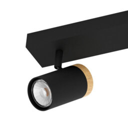 Eglo Cartagena Steel And Wood Led Warm White Adjustable 5-Light Spotlight, Black And Brown - thumbnail 3