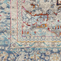 Ivory Blue Shaggy Luxurious Traditional Persian Easy To Clean Bordered Geometric Rug For Dining Room -160Cm X 230Cm - thumbnail 3
