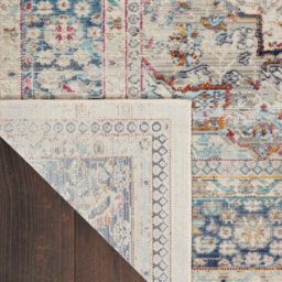 Ivory Blue Shaggy Luxurious Traditional Persian Easy To Clean Bordered Geometric Rug For Dining Room -160Cm X 230Cm - thumbnail 7