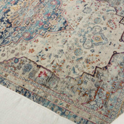 Ivory Blue Shaggy Luxurious Traditional Persian Easy To Clean Bordered Geometric Rug For Dining Room -160Cm X 230Cm - thumbnail 4