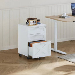 White 3 Drawers Filing Cabinet With Lock And Key Mobile Under Desk Storage Drawer - thumbnail 5
