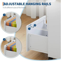 White 3 Drawers Filing Cabinet With Lock And Key Mobile Under Desk Storage Drawer - thumbnail 3