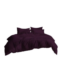 Plain Dyed Easy Care Polycotton Duvet Cover And Pillowcase/s Set Bed Linen Plum - thumbnail 2