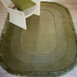 Forest Green Shiny Handmade Bordered Wool 35mm Pile Stain-Resistant Rug For Bedroom, Living, Dining Room-160Cm X 230Cm - thumbnail 5