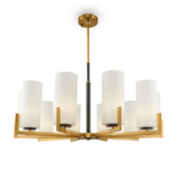 Luminosa Lighting Luminosa Modern Fortano 10 Light Brass Chandelier Glass Shade
