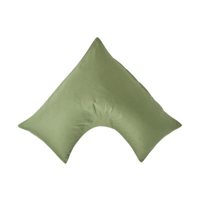 Homescapes Moss Green V Shaped Pillowcase Organic Cotton 400 Thread Count - image 1