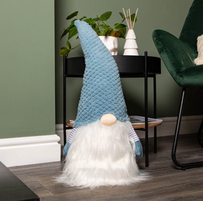 Samuel Alexander 65Cm Blue Sitting Christmas Gonk Decoration With Knitted Hat - image 1