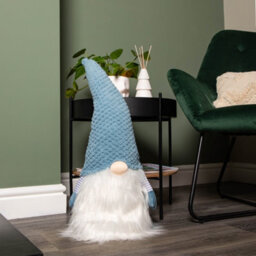 Samuel Alexander 65Cm Blue Sitting Christmas Gonk Decoration With Knitted Hat - thumbnail 2