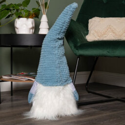 Samuel Alexander 65Cm Blue Sitting Christmas Gonk Decoration With Knitted Hat - thumbnail 6