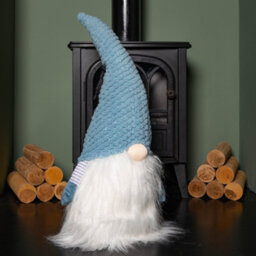 Samuel Alexander 65Cm Blue Sitting Christmas Gonk Decoration With Knitted Hat - thumbnail 7