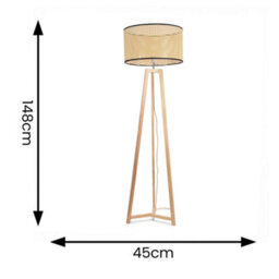 Valuelights Lottie Natural Wood Tripod Floor Lamp With Natural Woven Rattan Shade - thumbnail 4