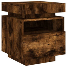 Vidaxl Bedside Cabinet With Led Lights Smoked Oak 40X39X48.5 Cm - thumbnail 5