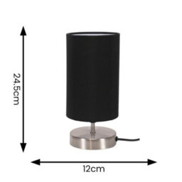 Valuelights Francis Brushed Chrome Touch Table Lamp With Black Shade - thumbnail 8