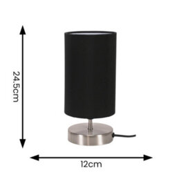 Valuelights Francis Brushed Chrome Touch Table Lamp With Black Shade - thumbnail 5