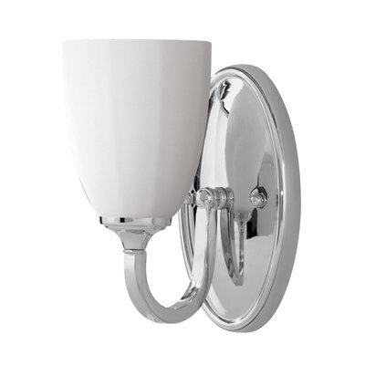 Stylish Ip44 Wall Light With Opal Etched Glass Shade And Polished Chrome Finish