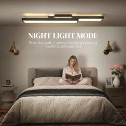 Homcom Led Ceiling Light, Dimmable Ceiling Light With Remote Control, Black - thumbnail 5