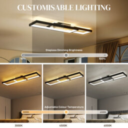 Homcom Led Ceiling Light, Dimmable Ceiling Light With Remote Control, Black - thumbnail 4