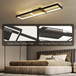 Homcom Led Ceiling Light, Dimmable Ceiling Light With Remote Control, Black - thumbnail 6