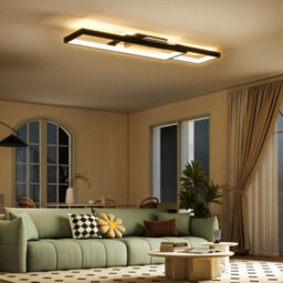 Homcom Led Ceiling Light, Dimmable Ceiling Light With Remote Control, Black - thumbnail 1