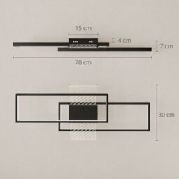 Homcom Led Ceiling Light, Dimmable Ceiling Light With Remote Control, Black - thumbnail 3