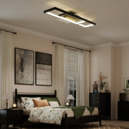 Homcom Led Ceiling Light, Dimmable Ceiling Light With Remote Control, Black - thumbnail 9