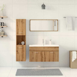 Berkfield 5 Piece Bathroom Furniture Set Artisan Oak Engineered Wood - thumbnail 3