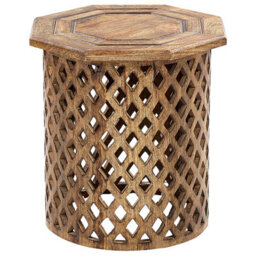 Beliani Side Table Khanpur Mango Wood Brown