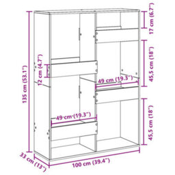 Berkfield Bookcase Concrete Grey 100X33X135 Cm Engineered Wood - thumbnail 9