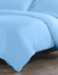 100% Pure Cotton Duvet Cover Bed Set In Plain Light Blue By Euphoric Bedding - thumbnail 2